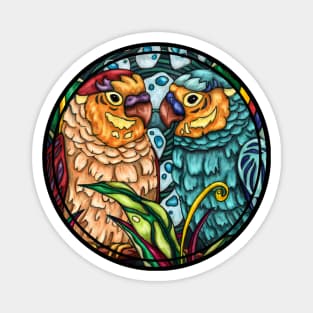 Cute lovebirds couple, romantic birds art Magnet